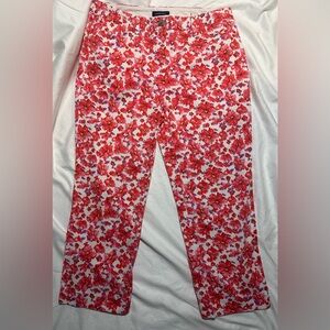 Lands' End Women’s Capri Pink and Red Floral Pants Fit 2 Size 10